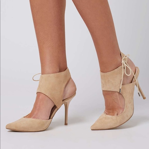 Topshop Shoes - Topshop Nude Suede Heel with Ankle Strap 38